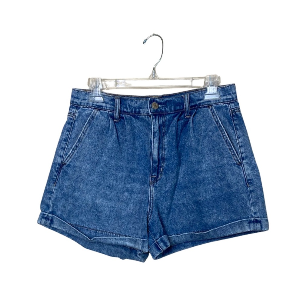American Eagle Outfitters Mom Short Hi-Rise Medium Wash Cuffed Jean Shorts Sz 6 - Picture 2 of 12
